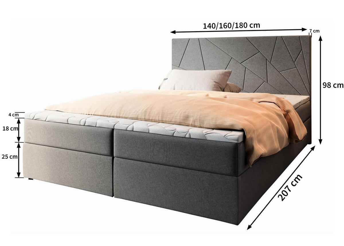 POSTEL BOXSPRING MADO 160x200 cm, s matrací a úložným prostorem, modrá - modrá, kompozitní dřevo/textil (160/200cm) - MASSENO