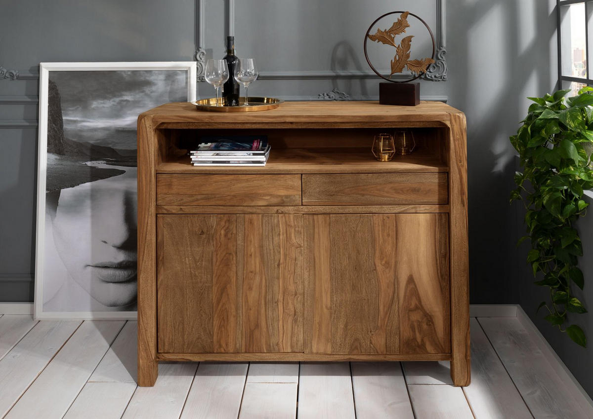 SIDEBOARD Sheesham 120x45x100 braun geölt BUENO #1005 - Braun, Holz (120/100/45cm) - Massivmoebel24