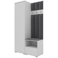 GEPOLSTERT Garderoben-Set Nela I LUX (Weiß + Stoff Trinity 15) - Dunkelgrau/Silberfarben, Holz/Holzwerkstoff (100/187/40cm) - Ravio