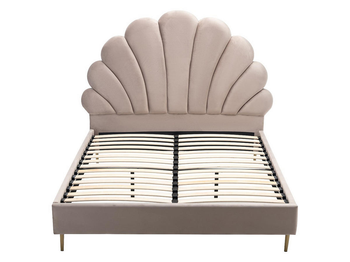 BETTRAHMEN - 2 Personen - samt - beige Livaya - Beige, Textil/Metall (140/190cm) - Vente-Unique