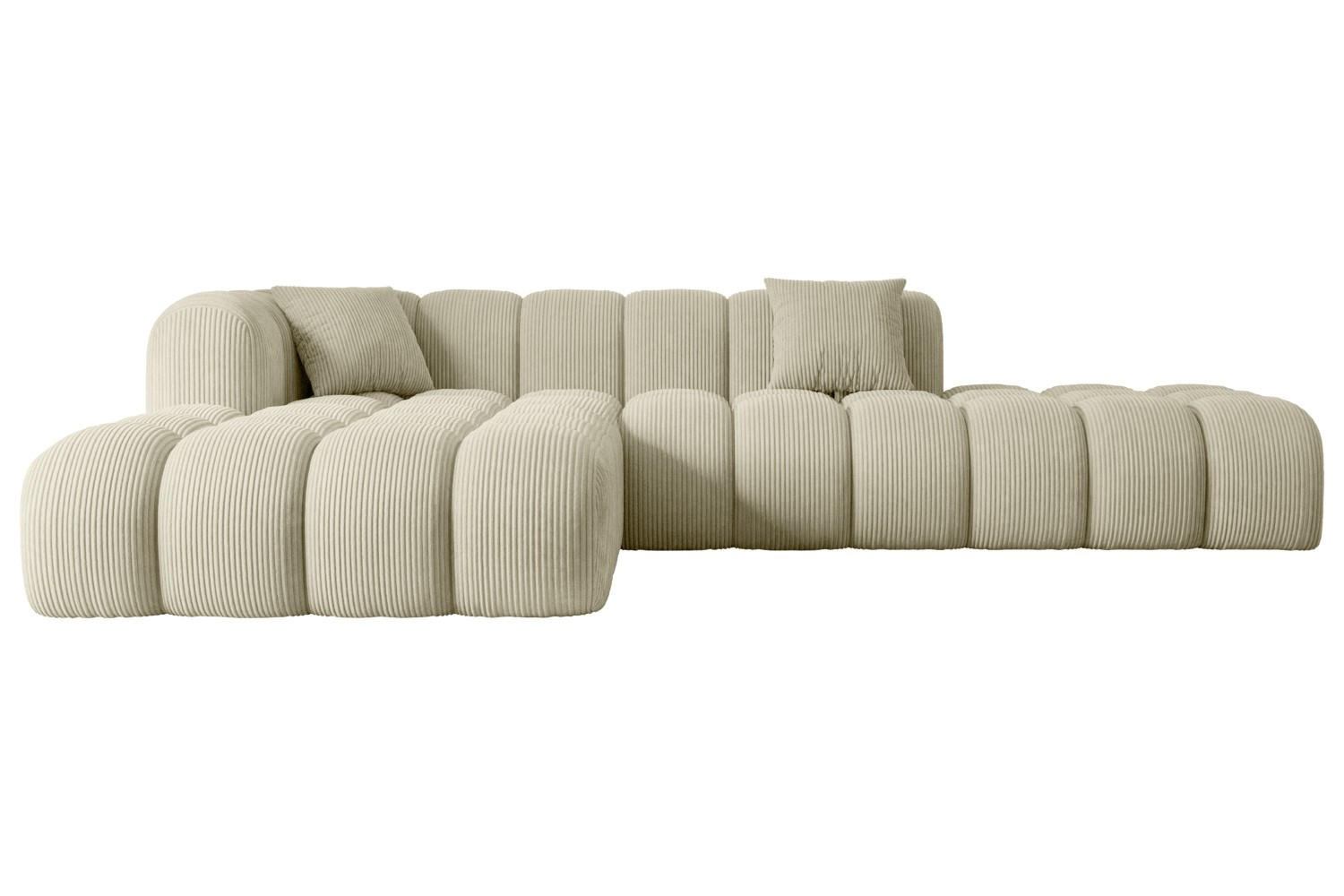 ECKSOFA Ottomane Links OLEA-L2 - 289x176x71 cm Beige Bouclé - Beige/Schwarz, Holzwerkstoff/Kunststoff (190/309cm) - ALTDECOR