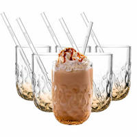 CARAMEL MACCHIATO GLÄSER MIT GLASTRINKHALM (2) Gocce apricot 390 ml 6er Set - Orange, Glas (0.39L) - Leonardo Living