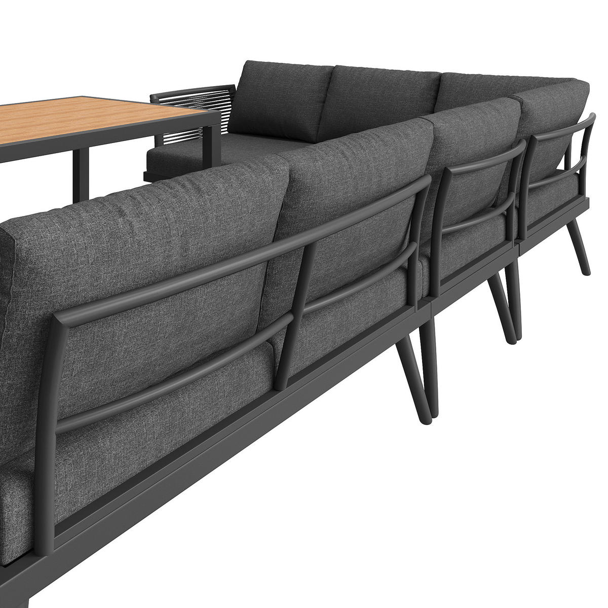 GARTENLOUNGE 5-tlg. für 7 Personen Eisen Grau - Grau, Metall - Beauniv