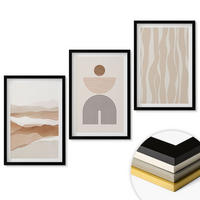 WANDBILDER 3er-Set - 40x60 cm Schwarzer Rahmen - Abstrakte Landschafts- und Naturgeometrie - Schwarz, Kunststoff (40/60cm) - ArtPrintCave