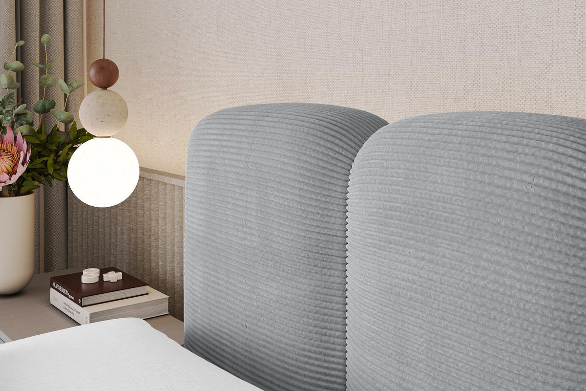 BOXBETT mit Matratze H3 - NINA-Z - 160x200 cm Grau - Silberfarben, Holzwerkstoff (160/200cm) - ALTDECOR