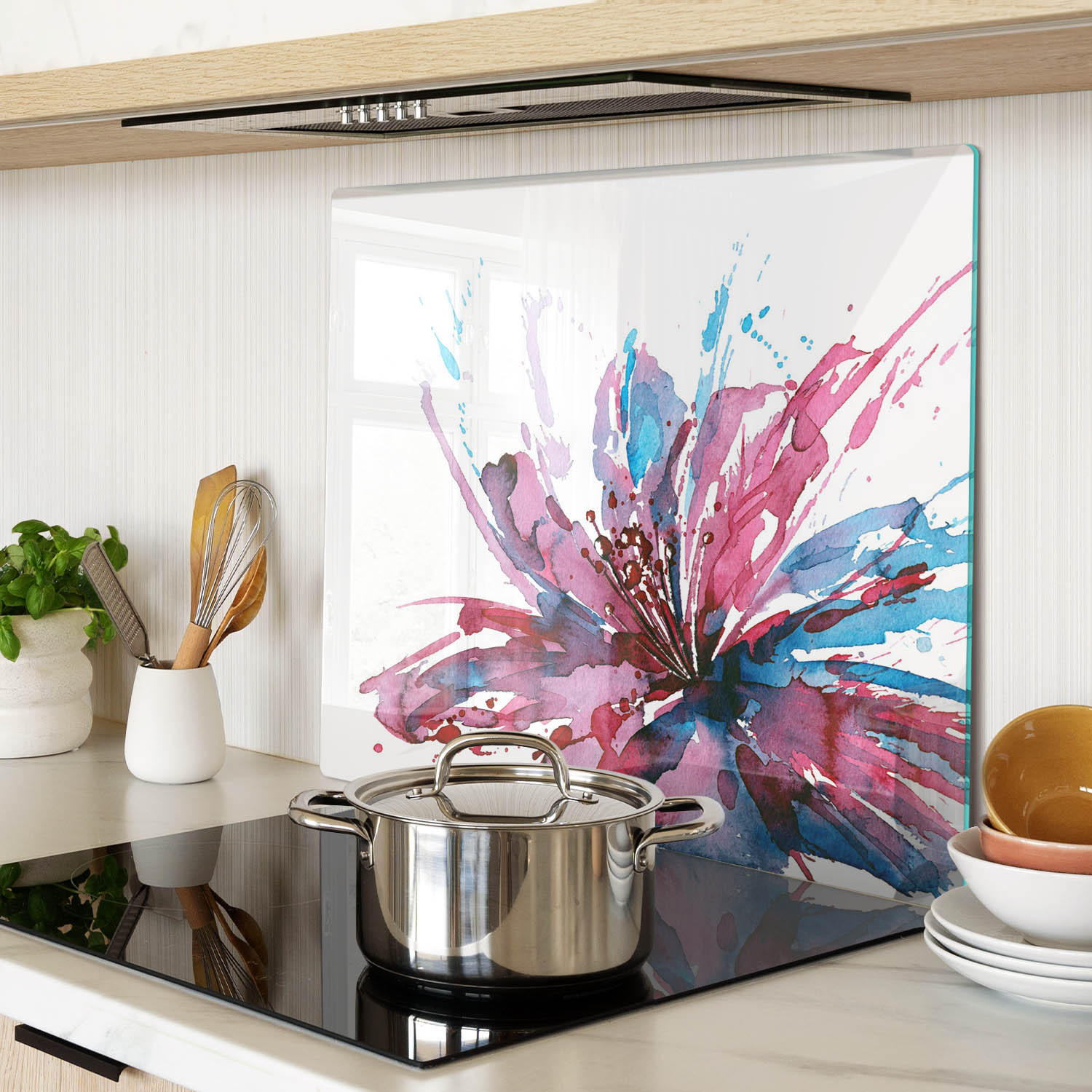 GLASPLATTE 60x52 cm Abstrakte Blume - Pink, Glas (60/0.4/52cm) - TULUP