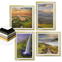 WANDBILDER 4er Set - 50x50 cm & 40x60 cm Goldrahmen - Ausblicke auf Berge, Flüsse und Wasserfälle - Goldfarben, Kunststoff (50/50cm) - ArtPrintCave