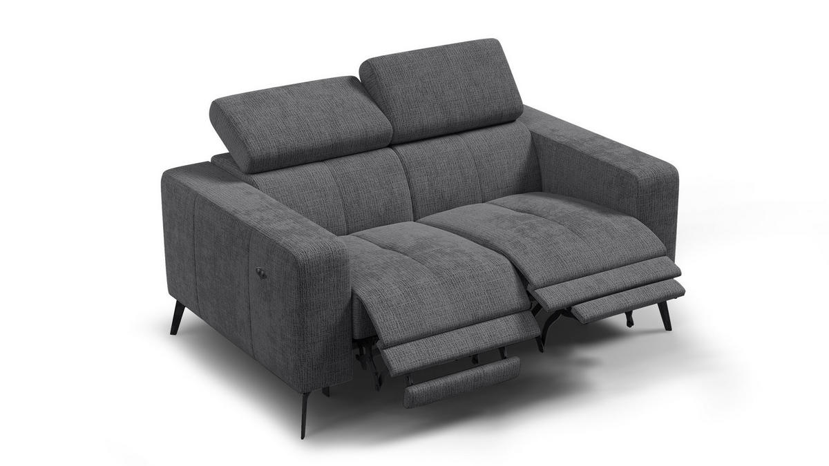 RELAXSOFA MORELLO 2-Sitzer, dunkelgrau, 2 x Relax Zero Gravity - Dunkelgrau, Holz/Textil (164/82/103cm) - Courtois Laville