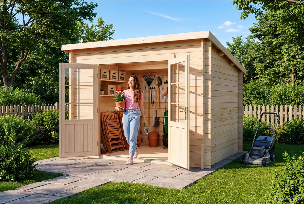 GARTENHAUS Holz Maria - Naturfarben, Holz (300/228/272cm) - Alpholz
