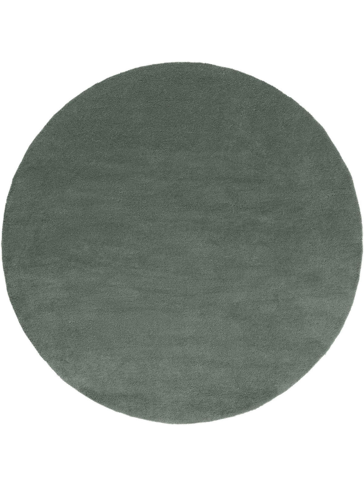 WOLLTEPPICH rund Bent Grün ø 200 cm rund - Grün, Textil (200/200cm) - benuta Nest