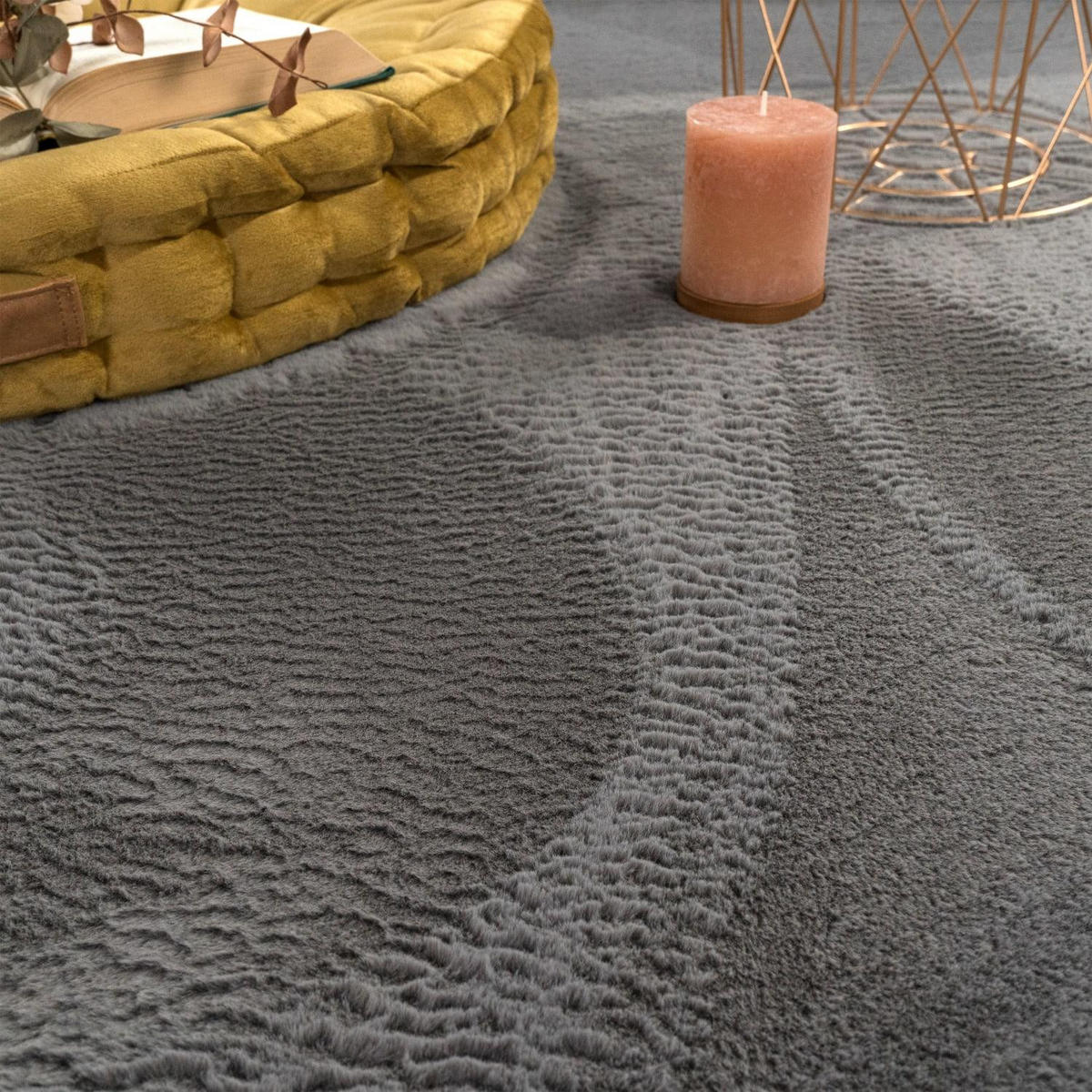 HOCHFLORTEPPICH 80/80 cm Soft 380 - Anthrazit, Kunststoff (80/80cm) - Paco Home