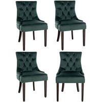 WOHNZIMMERSTUHL 4er Set Samt dunkelgrün - Dunkelgrün, Holz/Textil (55/92/58cm) - CLP