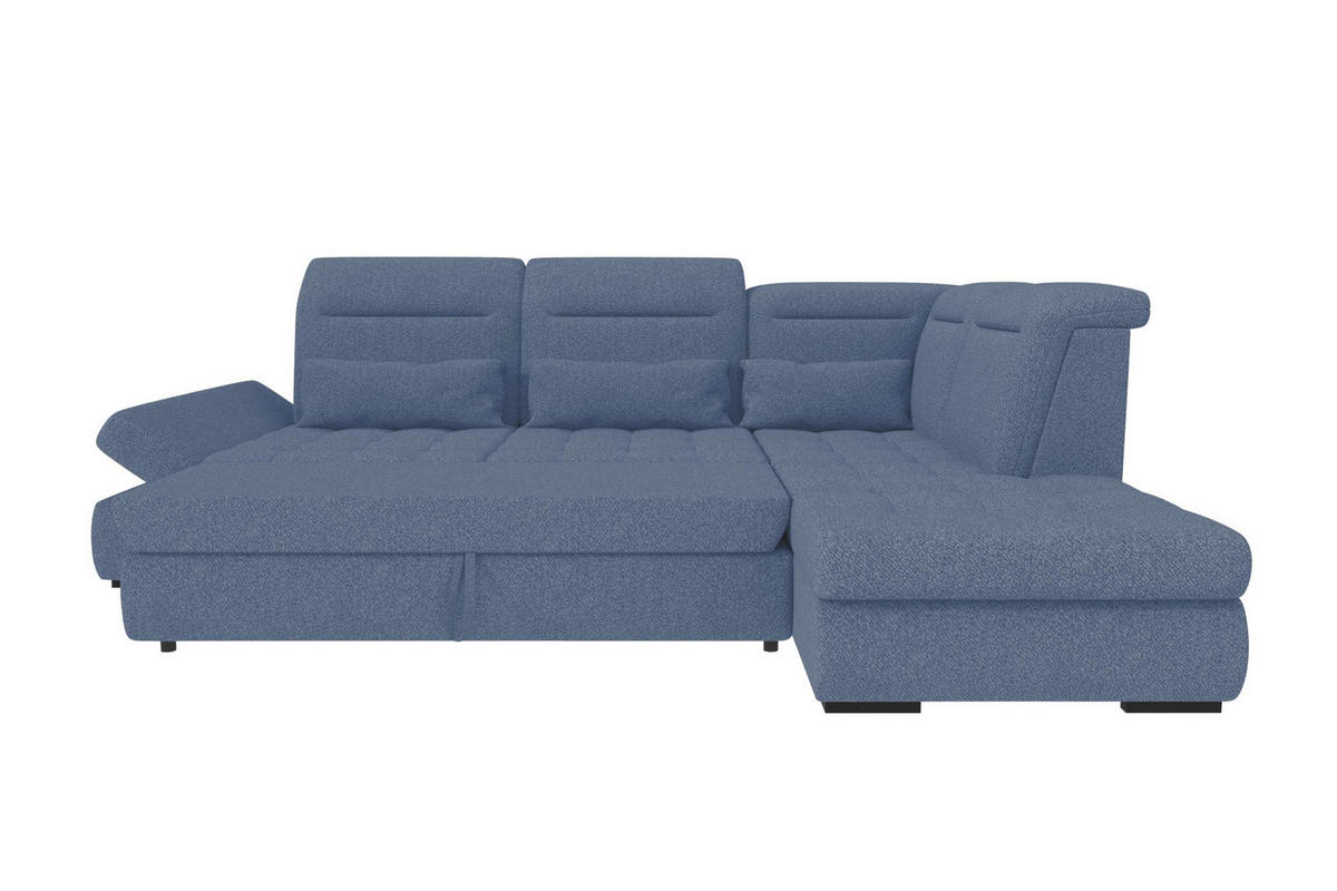 ECKSOFA Toscana Strukturstoff inkl. Schlaffunktion - Blau, Textil (279/227cm) - 99rooms