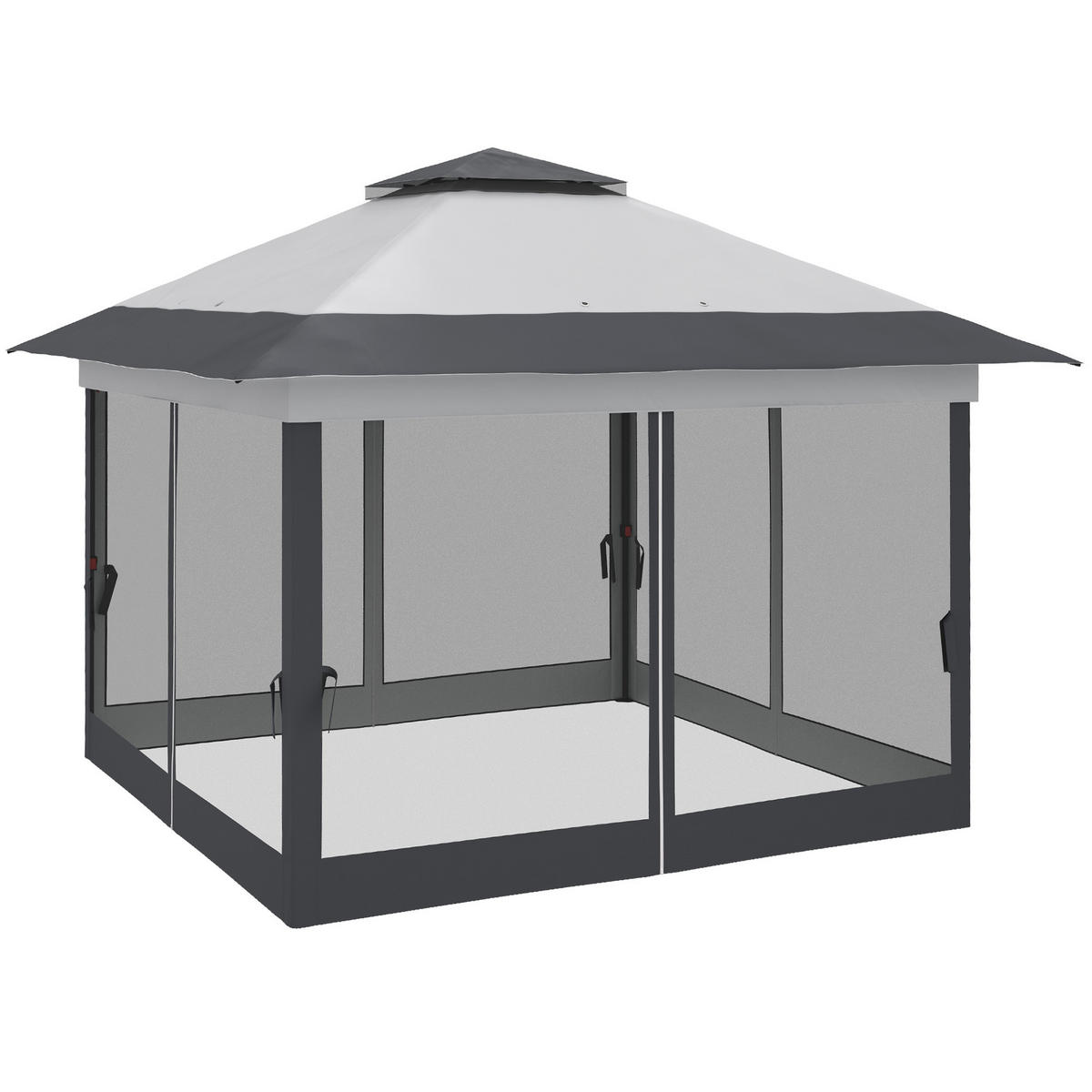 PAVILLON DE-13982 Pop-up, 4 Moskitonetze Grau - Grau, Metall (364/298/364cm) - ComfortXL