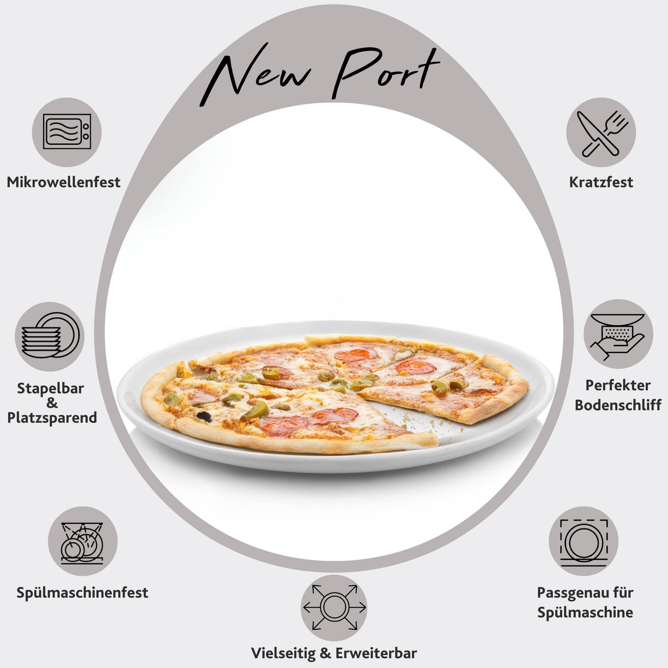 PIZZATRELLER SET NEW PORT - 4 teilig aus Porzellan - Weiß, Keramik (30cm) - Sänger