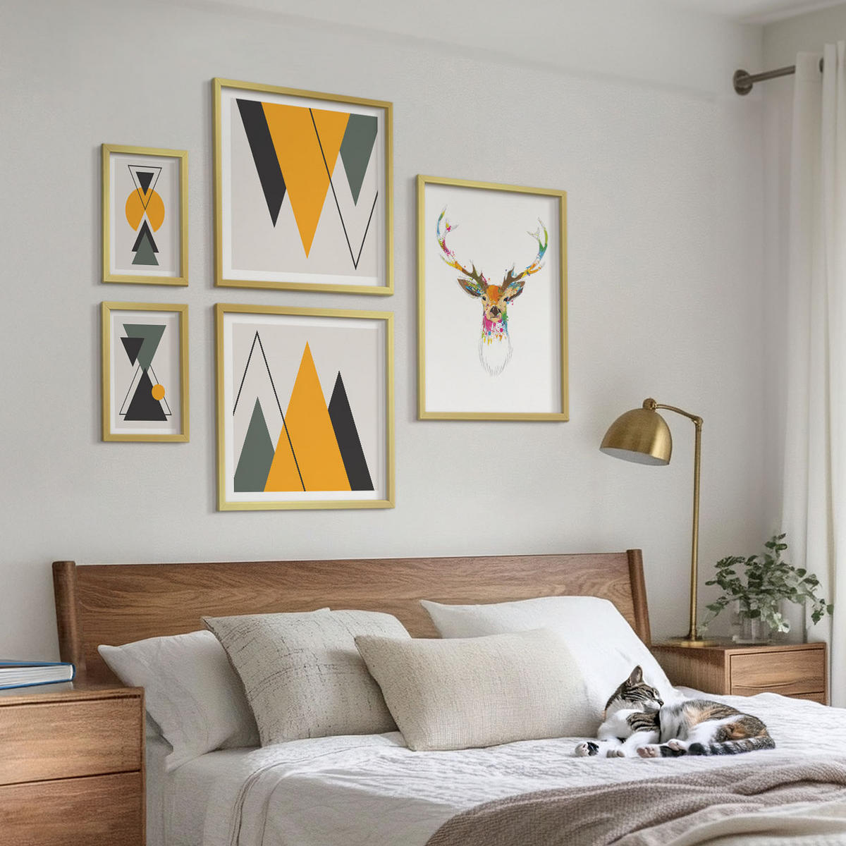 WANDBILDER 5er Set - 50x50 cm & 20x30 cm & 40x60 cm Goldrahmen - Italienische Städte (Aquarell) - Goldfarben, Kunststoff (40/60cm) - ArtPrintCave