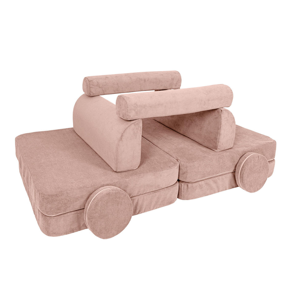 KINDERSOFA, Slimcord, Rosa - Hellrosa, Textil (160/24/80cm) - MeowBaby