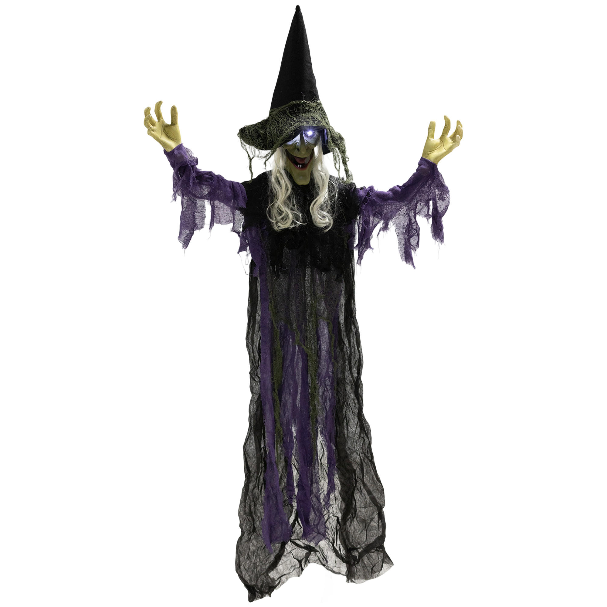 HALLOWEEN-HEXE DE-42117 183 cm hängend mit LED und Sound - Lila/Schwarz, Metall (80/183/15cm) - ComfortXL