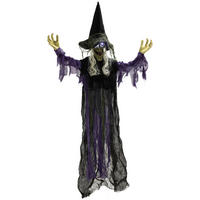 HALLOWEEN-HEXE DE-42117 183 cm hängend mit LED und Sound - Lila/Schwarz, Metall (80/183/15cm) - ComfortXL