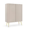 HIGHBOARD ZENZERO 103/129/39 cm mit 2 Türen Kaschmir - Kaschmir/Goldfarben, Holzwerkstoff (103/129/39cm) - MASSENO