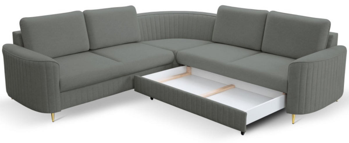 ECKSOFA Grafit LOREN Mit Schlaffunktion Und Bettkasten - Graphitfarben, Textil (251/251cm) - Sepro Meble