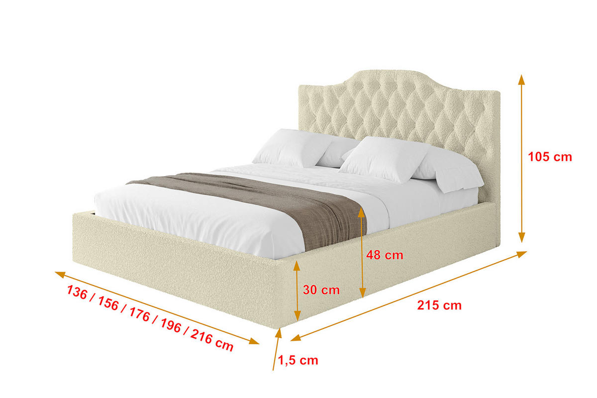 POLSTERBETT mit Bettkasten und Lattenrost, Boxbett ohne Matratze - FALIO 180x200 Beige - Taupe, Holzwerkstoff/Textil (180/200cm) - ALTDECOR