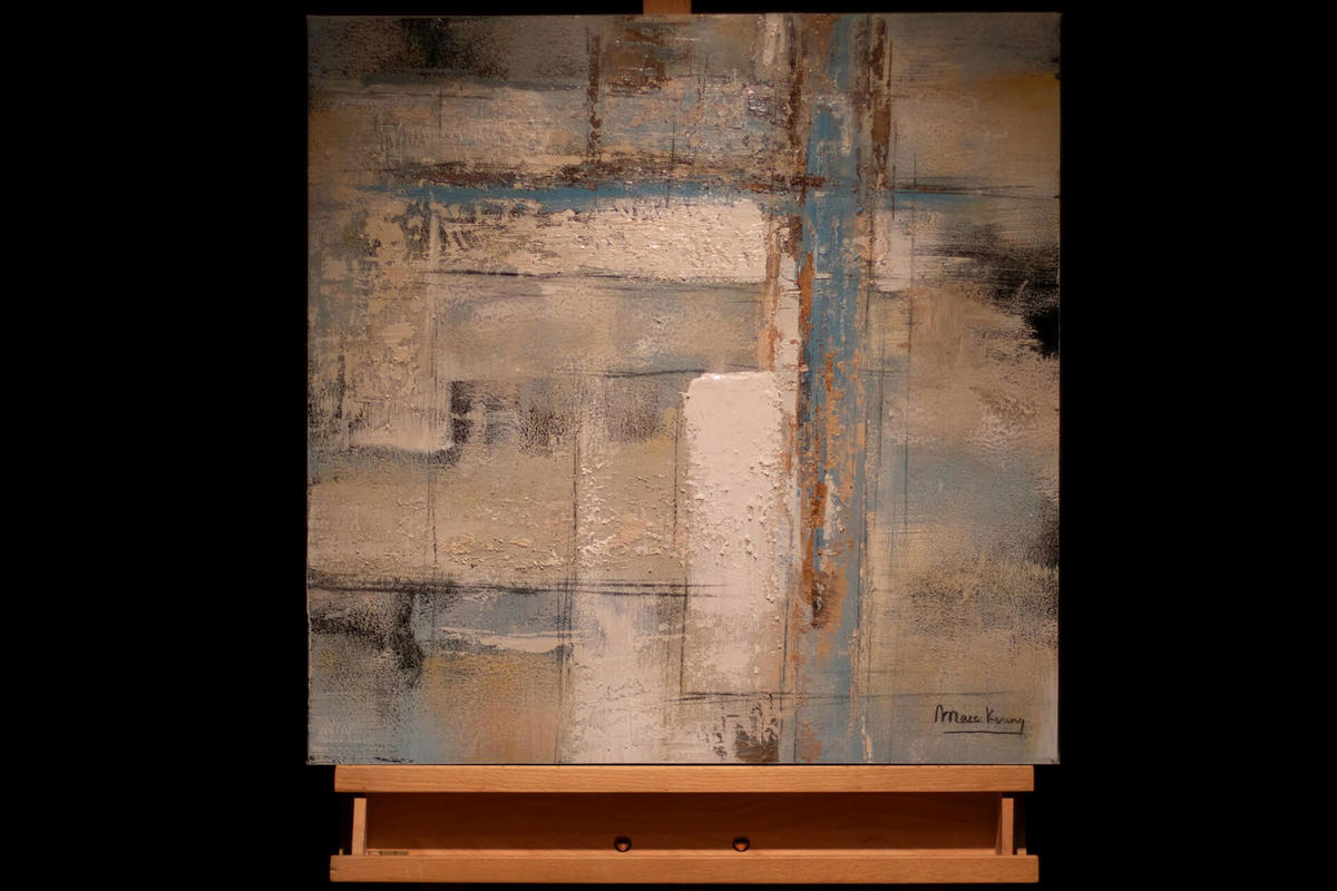 ACRYLBILD HANDGEMALT 60/60 cm - Blau/Beige, Holz/Textil (1.1/60cm) - KUNSTLOFT