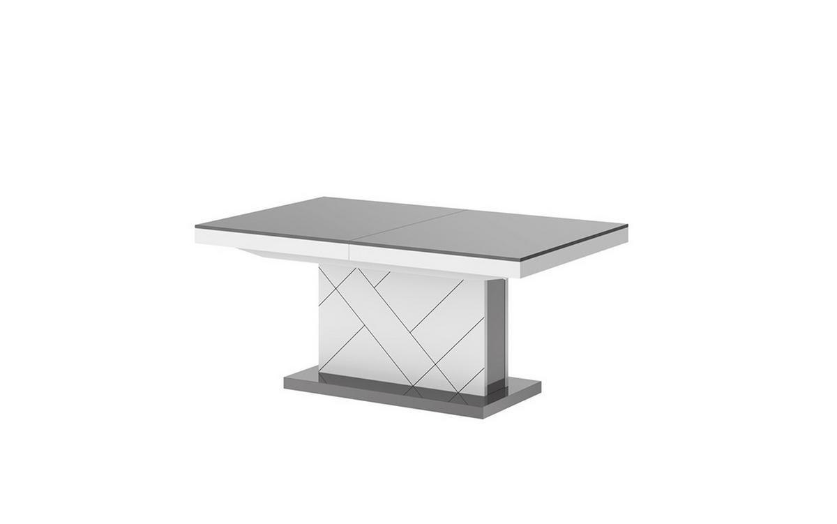 COUCHTISCH rechteckig Grau Hochglanz - Weiß Hochglanz 120/75/55 cm - Weiß Hochglanz/Grau, Holzwerkstoff (75/120/55cm) - designimpex