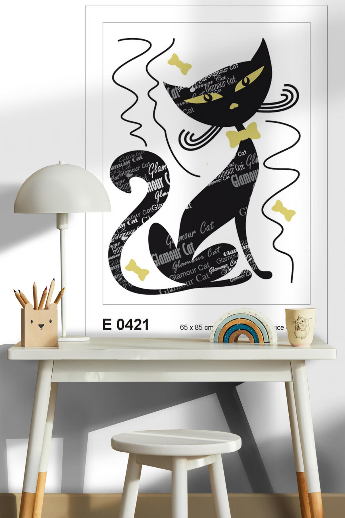 WANDTATTOO Katze 85 x 65 cm - Schwarz, Papier (85/65/65cm) - Sanders & Sanders