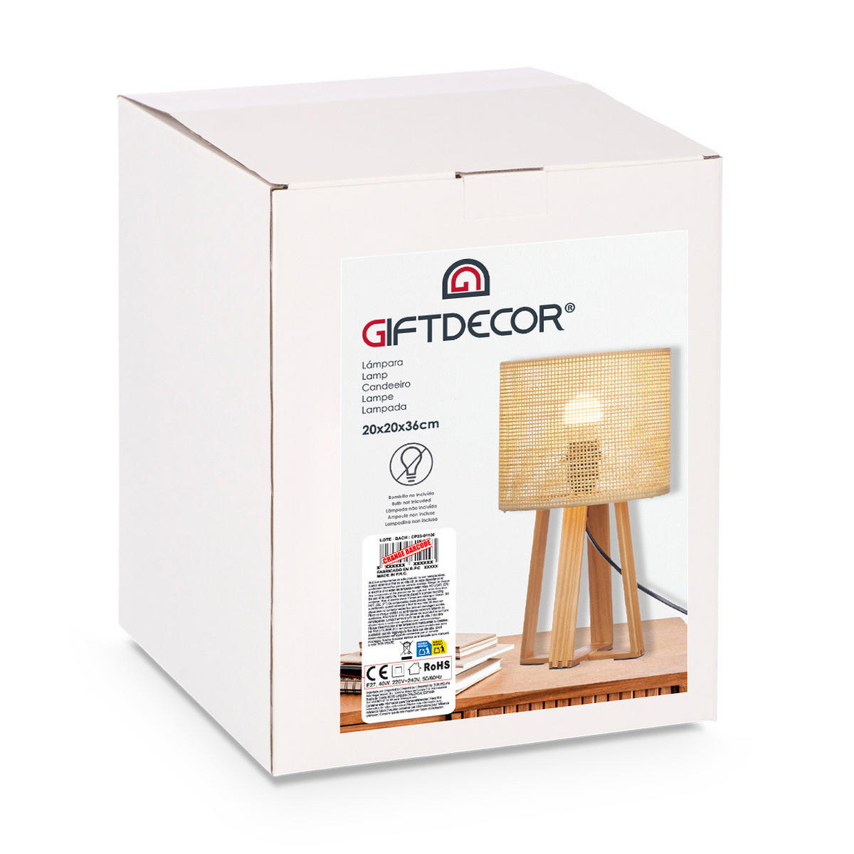 NACHTTISCHLAMPE Boho Natural 36 cm - Beige, Holz (20/20/36cm) - Giftdecor