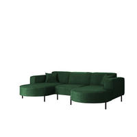 ECKSOFA U-Form Designer Modena Rein Stoff Noel Grün - Waldgrün, Holz (165/299cm) - Kaiser Möbel
