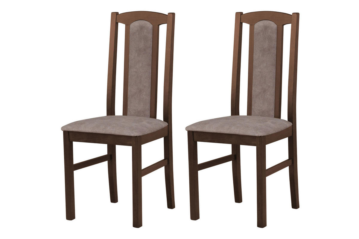 ESSZIMMERSTUHL - Set 2x Bos 7 nussbaum, dora 22 - Graubraun/Nussbaumfarben, Holz (43/96/40cm) - Leaf Design