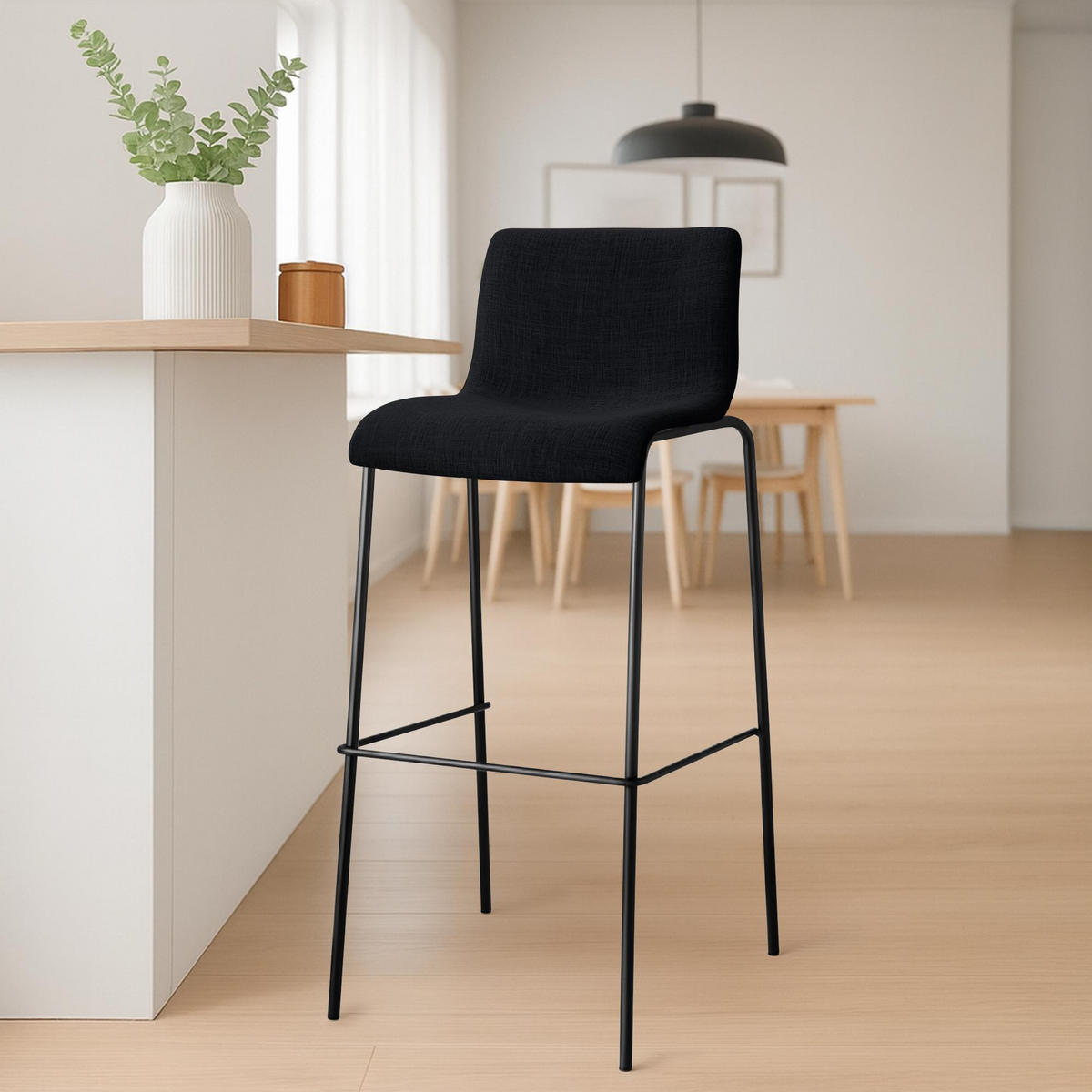 BARHOCKER Stoff Schwarz - Schwarz, Textil/Metall (43/100/48cm) - CLP