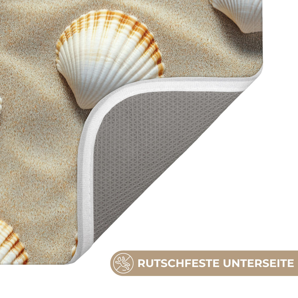 KOUPELNOVÁ PŘEDLOŽKA Mušle - Písek - Námořní 60x90 cm - písková barva, textil/plast (60/90cm) - OnlyWow