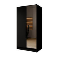 SCHRANK Schwarz LUSO Mit Spiegel Und Schwarzen Griffen 100 g - Schwarz, Holzwerkstoff (102/200/51cm) - Sepro Meble