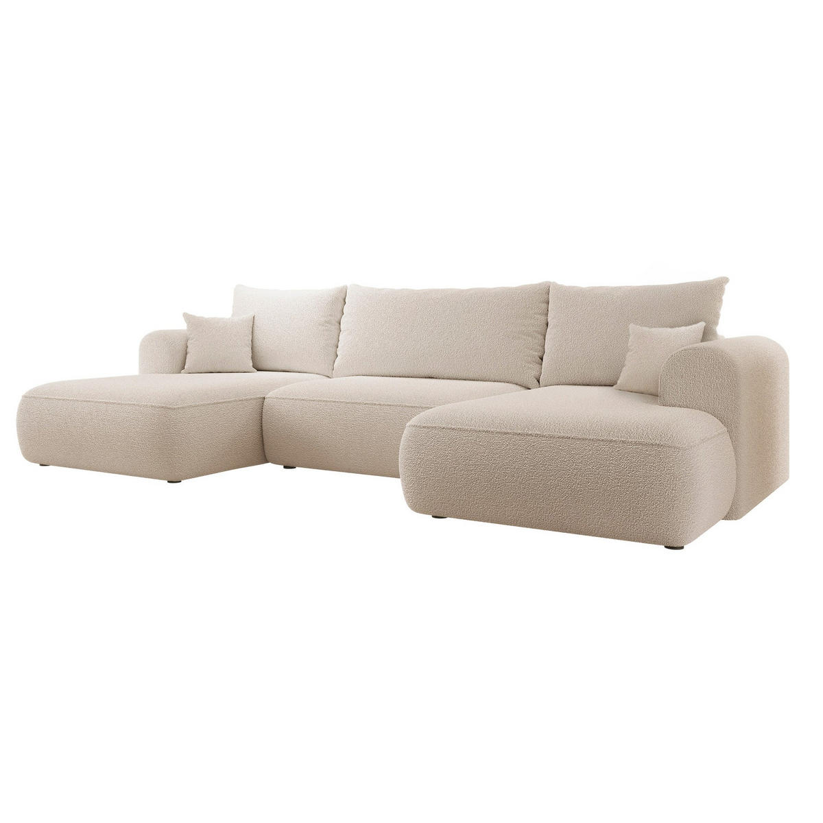 ECKSOFA Ovo Beige Bouclé - Beige/Schwarz, Kunststoff/Textil (380/95/167cm) - Selsey