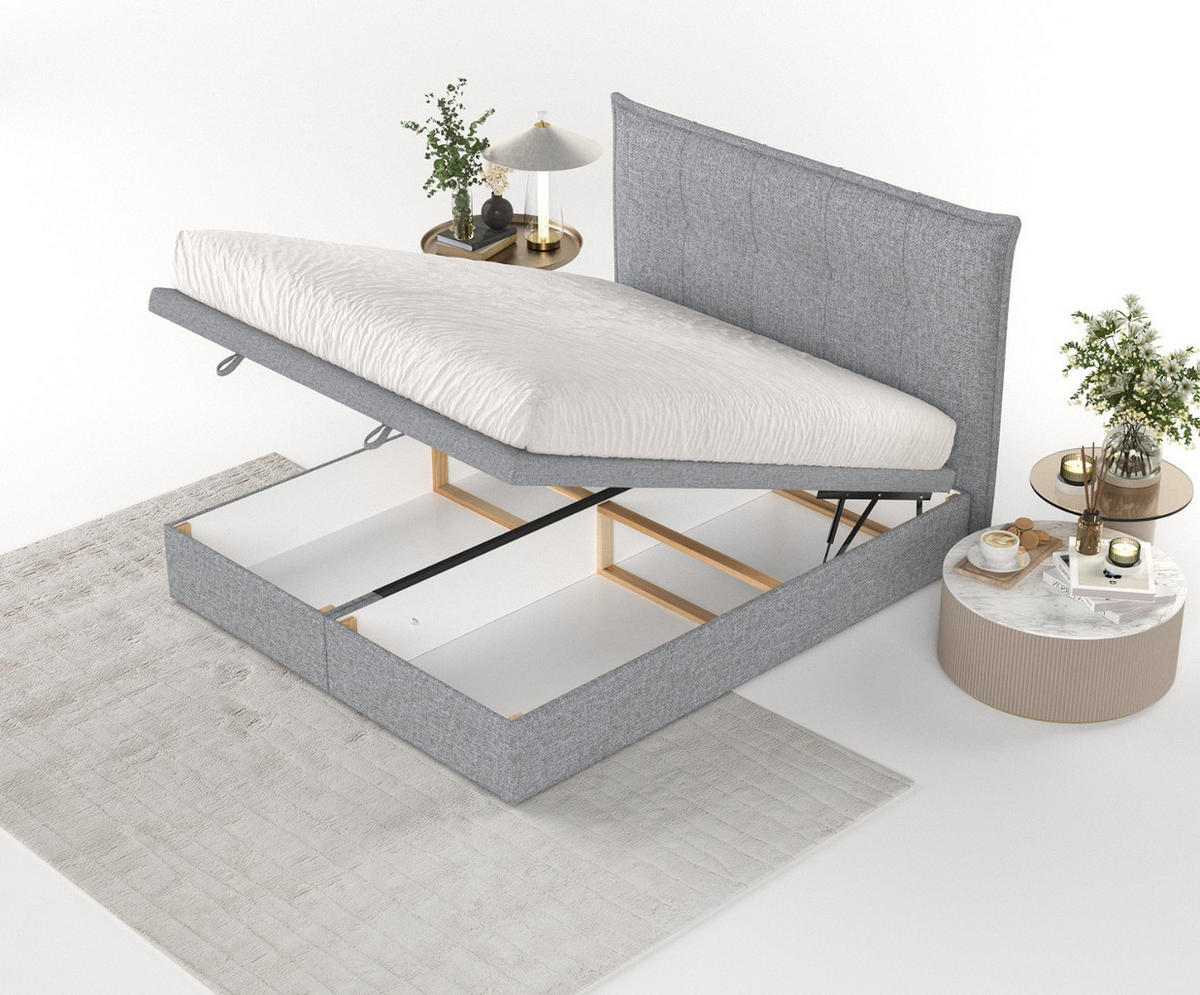 POLSTERBETT Liano mit Stauraum 160/200 cm Grau im Alta Stoff - Schwarz/Grau, Holz/Holzwerkstoff (160/200cm) - AltaBeds