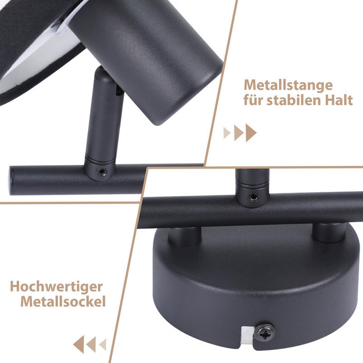 DECKENSTRAHLER Chapman Ⅲ 3-flammig 41/12/18 cm - Schwarz, Metall (41/12/18cm) - Nettlife