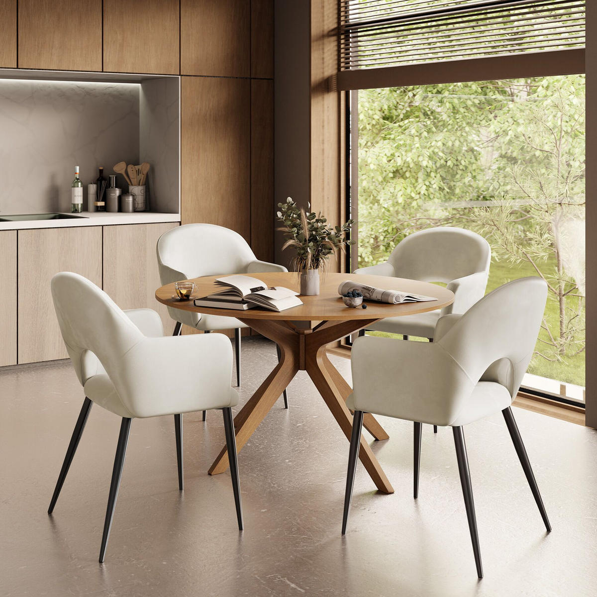 ARMLEHNSTUHL 2er Set Sachel 57 x 61 5 x 87 5 cm creme - Creme, Kunststoff (57/87.5/61.5cm) - tectake