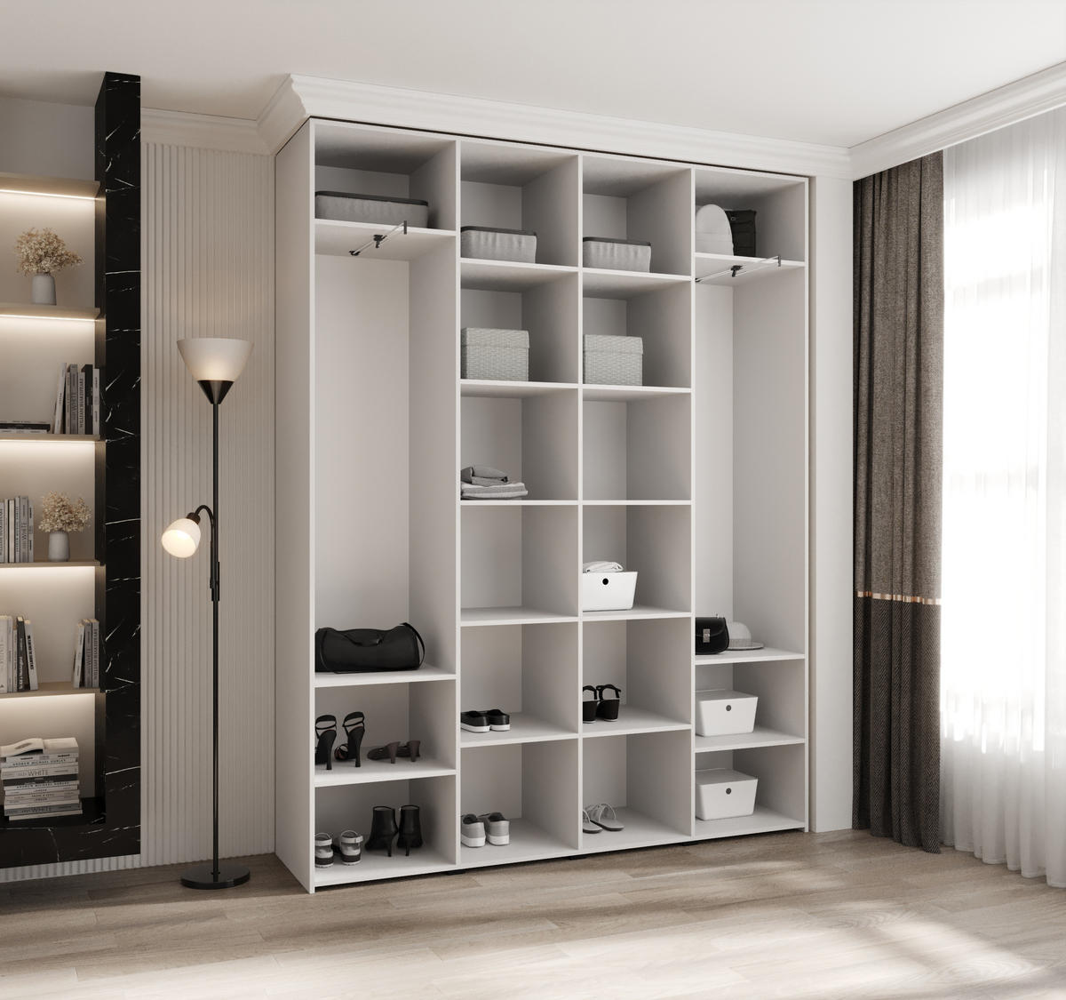 DREHTÜRENSCHRANK 245,5/190/40 4-türig - Schwarz/Weiß, Holz/Metall (190/245.5/40cm) - Abiks Möbel