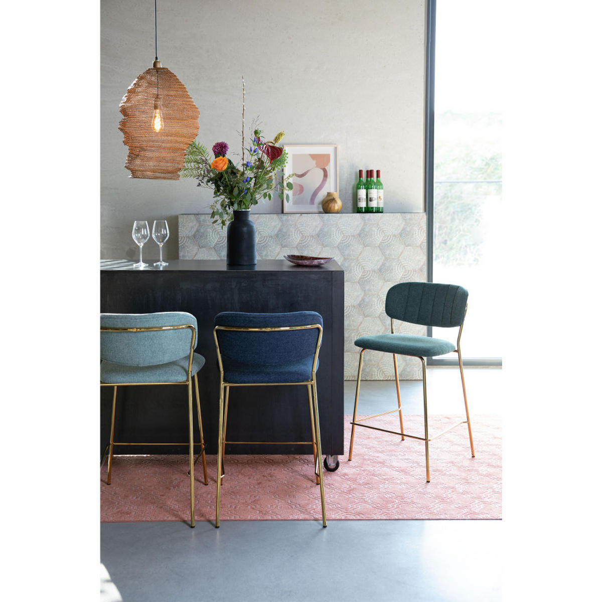 BARHOCKER - Grün Grau - 2er-Set - Grün, Textil (48/89/54cm) - Drawer