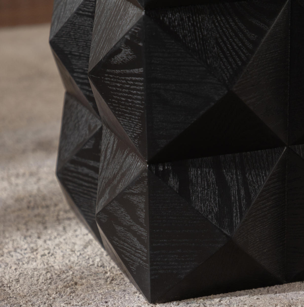 BEISTELLTISCH 37/37/60 cm Höhe mit Reliefstruktur und Retro-Design, Schwarz - Schwarz, Holzwerkstoff (37/37/60cm) - Redom