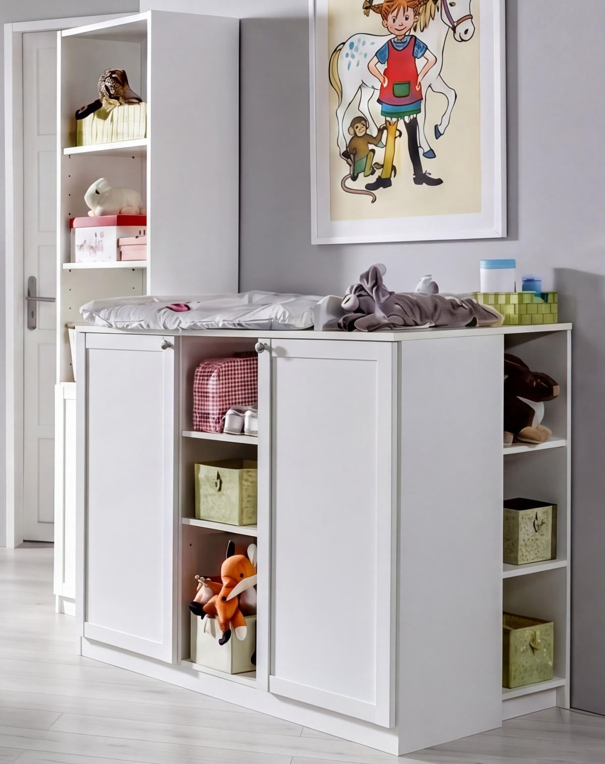 BABYZIMMER-ZUBEHÖR: Unterschrank für Wickelkommode, Landhausstil Weiß / 22800-03 - Weiß, Holzwerkstoff/Metall (35/91/38cm) - luma-home