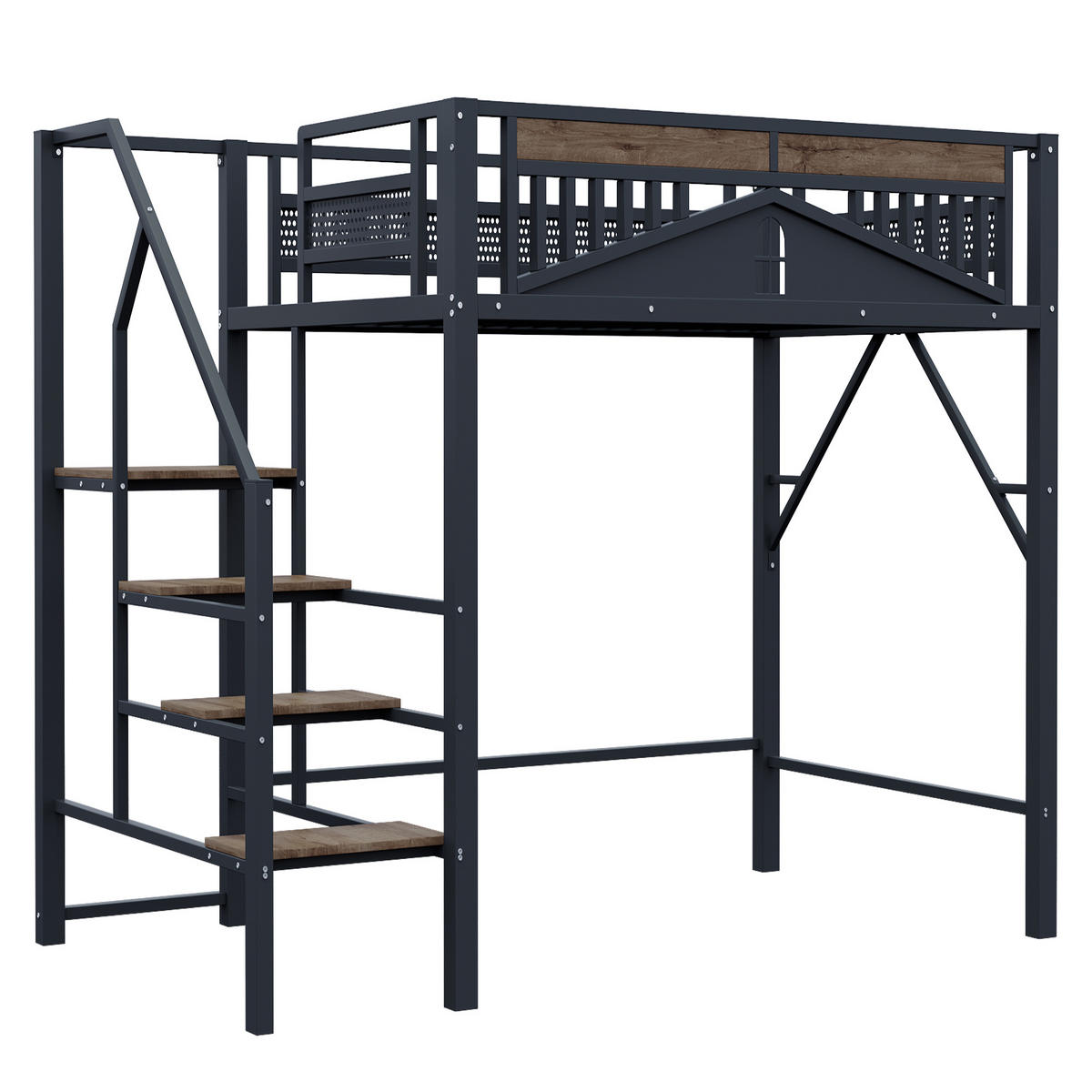 HOCHBETT Metall 140/200 cm Schwarz - Schwarz, Holz/Metall - Raumix