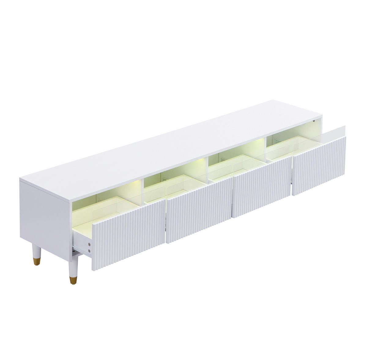 TV-LOWBOARD 178/35/45 cm mit 4 Schubladen und Kabeldurchlass in Weiß - Weiß, Holzwerkstoff (178/45/35cm) - BEAOK