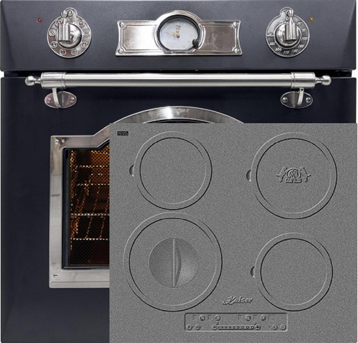 BACKOFEN-SET Elektro Einbau Backofen Autark 60 cm EH 6355 Em Sil+KCT 6705 I Herd Induktionkochfeld 60 cm - Schwarz, Metall (59.4/59.4/56.6cm) - Kaiser Küchengeräte