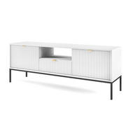 TV-SCHRANK 154 cm Galla mit Schublade, 2 Türen, gold accessories, Weiß + Schwarz - Schwarz/Weiß, Holz (154/56/39cm) - Emporius