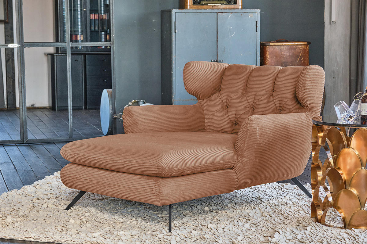 LONGSEAT CHAMRE Braun Cord - Schwarz/Braun, Textil/Metall (130/95/160cm) - KAWOLA