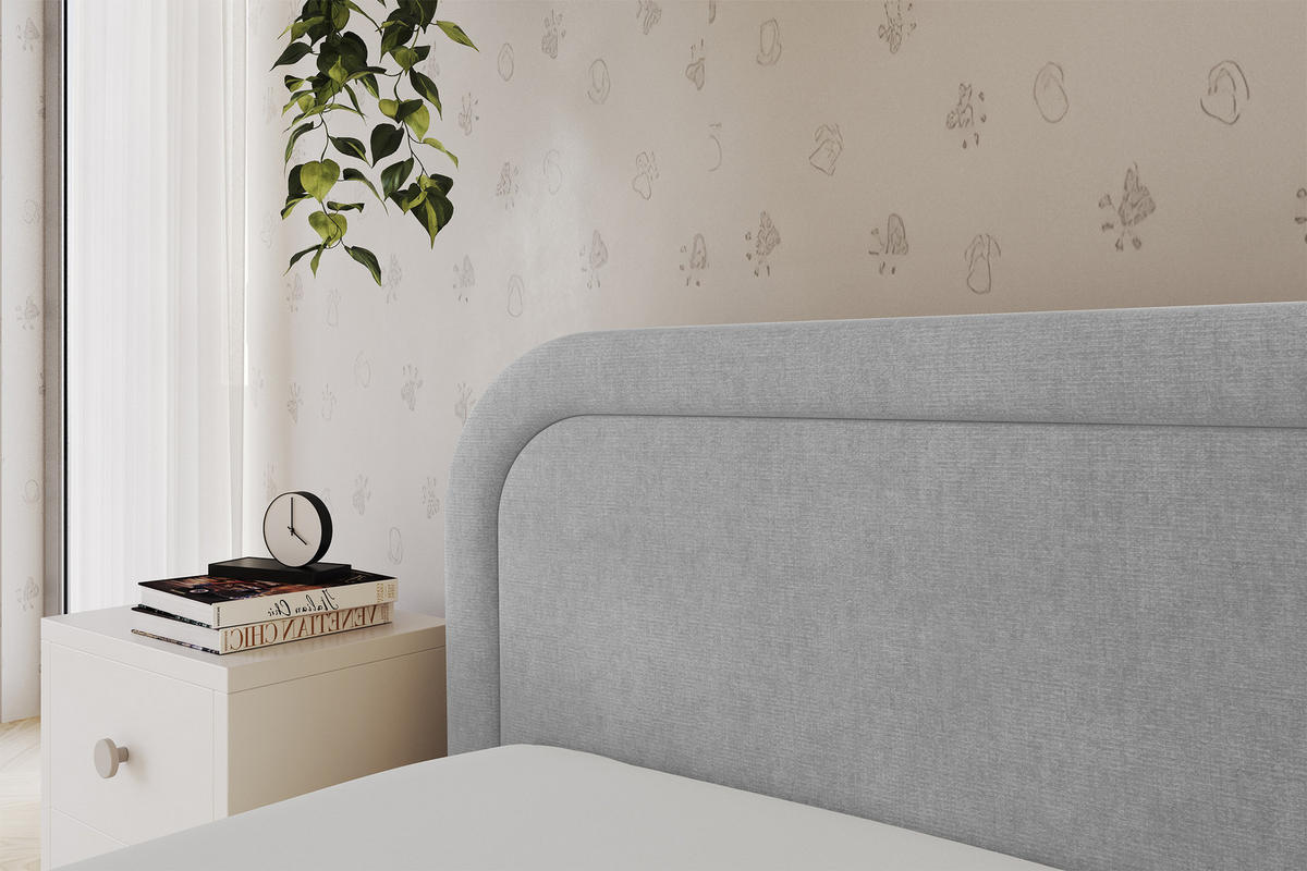 EINZELLBETT Jugendbett mit Bettkasten, Rechts - JOVY 100x200 Grau - Silberfarben, Holzwerkstoff/Textil (100/200cm) - ALTDECOR