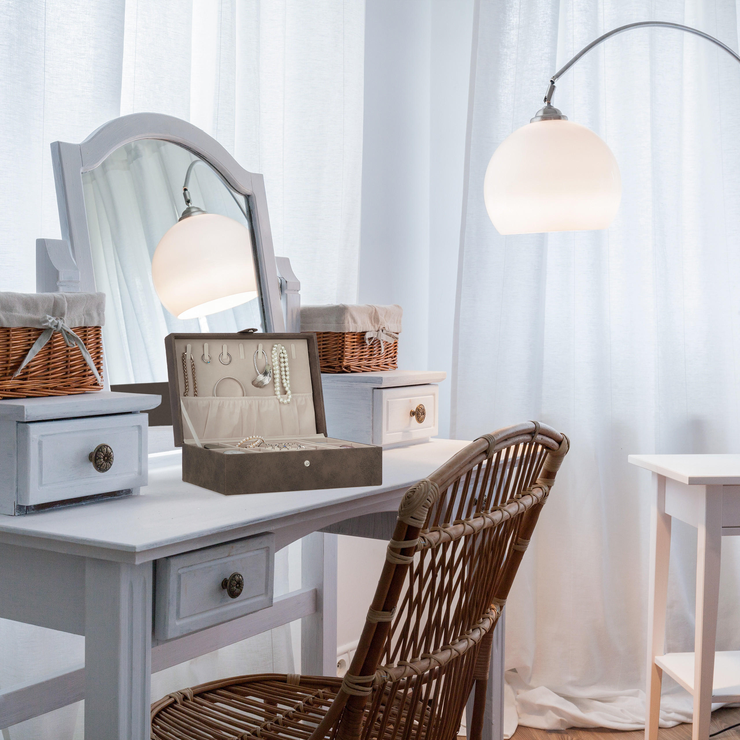 SCHMUCKKÄSTCHEN - Braun, Holzwerkstoff/Wellpappe (29/10/20cm) - Relaxdays